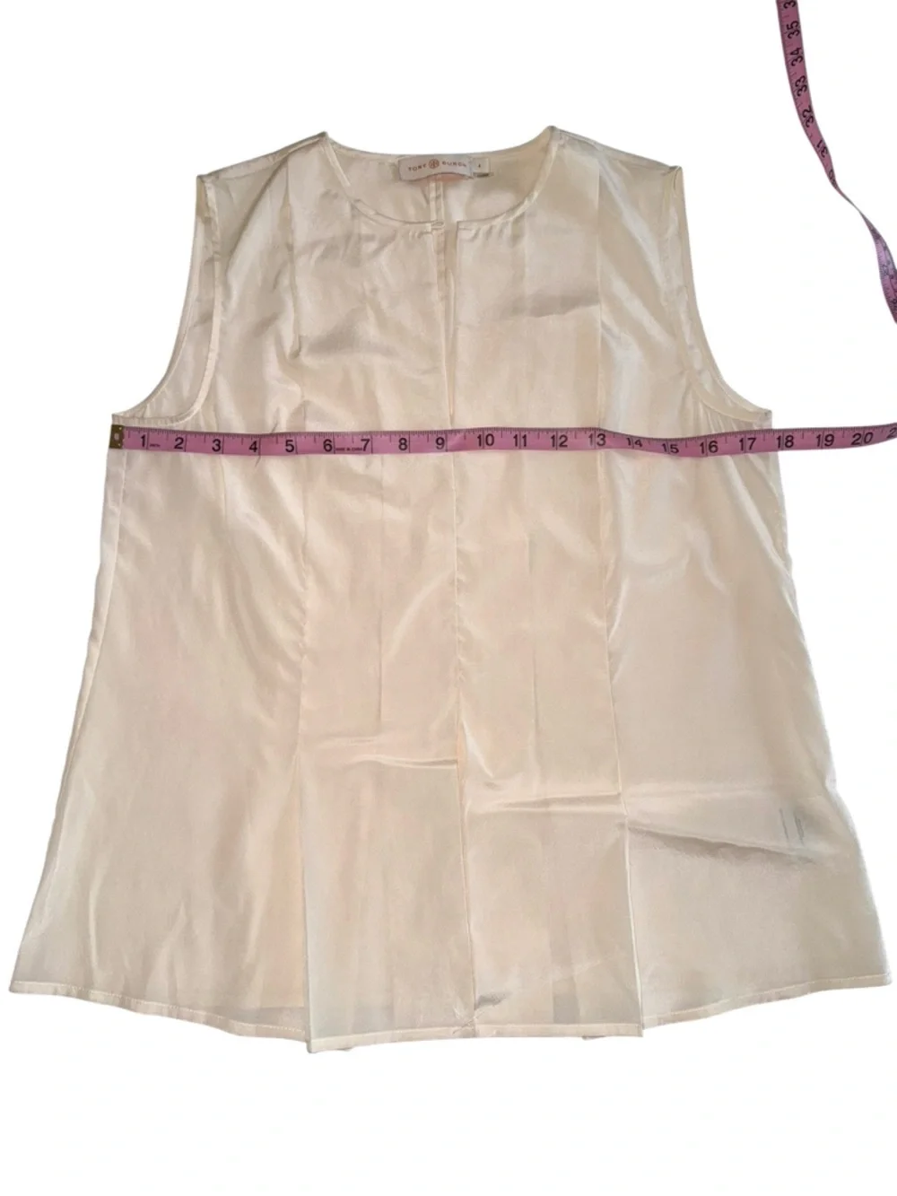 Tory Burch 100% Silk Sleeveless Blouse Ivory Cream Size 4